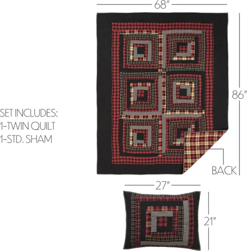 Miniatura 2 de VHC Brands Cumberland - Juego de accesorios de ropa de cama de algodón cambray, estilo rústico, prelavado, tamaño individual, color rojo chile