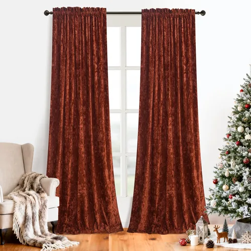 Miniatura 16 de Cortinas de Terciopelo Chartreuse Aplastado de Lujo Juego de 2 Paneles - 84 pulgadas de Largo para Oscurecer la Habitación Cortinas de Terciopelo