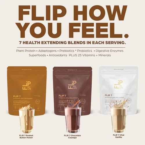 Miniatura 4 de Flip My Life, Flip 7 SuperAlimento Natural, Proteína a Base de Plantas, Reemplazo Completo de Comida para Apoyar un Intestino Saludable, Mezcla de 7