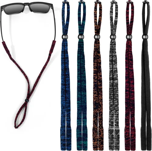 Miniatura 8 de VOOGLASS Correa para lentes (6 unidades) para gafas deportivas, cordón ajustable para lentes de sol, soporte para el cuello, retenedor de cordón