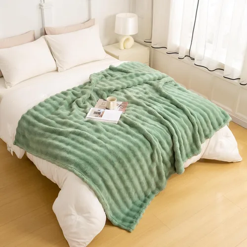 Miniatura 28 de YUSOKI - Manta de forro polar 3D con burbujas Felpa ultrasuave y esponjosa de 13.44 oz/m² Manta ligera y acogedora para sofá cama Para todas