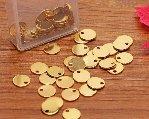 Miniatura 3 de Shapenty Dijes pequeños y redondos de acero inoxidable para estampado en blanco, mini discos para pulseras, aretes, collares, dijes, joyería