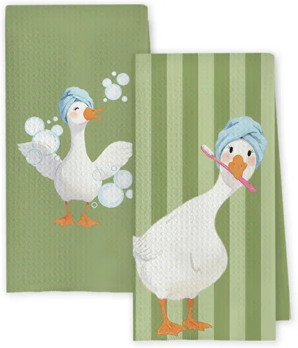 Miniatura 21 de Chicimln - Divertidas toallas de mano de goma para baño, estilo bohemio, para bañera, pato amarillo, toallas de mano decorativas para niños y niñas
