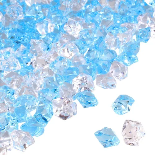 Miniatura 11 de PMLAND Rocas de hielo falsas transparentes – 550 piezas de gemas acrílicas grandes de color azul claro diamantes de plástico triturados, 3 libras