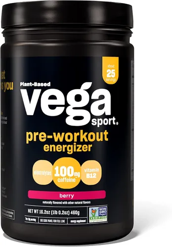 Vega Sport Energizer, Baya de Acai, Polvo de preentrenamiento para mujeres y hombres, apoya la energía y la concentración, electrolitos, vegano,