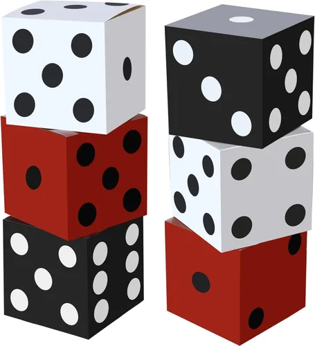 Miniatura 8 de Tinlade 6 cajas de dados de 11 pulgadas Jumbo Vegas Casino Decoración de fiesta temática Big Vegas Decoración gigante de mesa dados de cartón, Blanco
