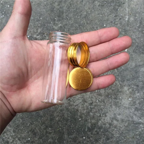 Miniatura 5 de Tarros de vidrio transparente de 1.4 fl oz con tapa de rosca de aluminio, botellas vacías tapas doradas, botellas de vidrio 12