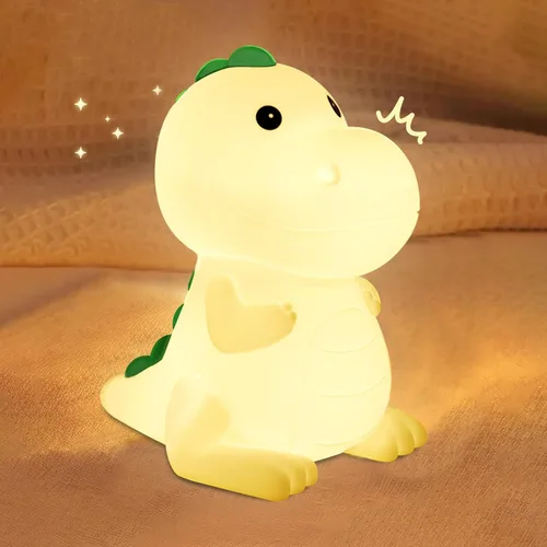 Luz nocturna para niños, lámpara táctil de dinosaurio para guardería, regulable con 7 colores cambiantes, suave y esponjoso, de silicona, lindas