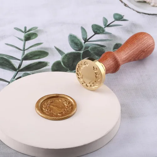 Miniatura 6 de Yoption - Sello de cera con mango de madera vintage, cabeza de latón extraíble, sello clásico de cera, ideal para adornar sobres, invitaciones