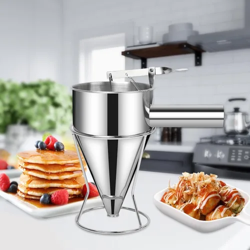 Miniatura 2 de Dispensador de Masa Multifuncional de 40 oz, Dispensador de Masa para Panqueques de Acero Inoxidable Multi-Calibre con Soporte Ideal