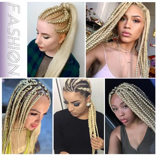 Miniatura 7 de Extensiones de cabello trenzado rubio (613#) trenzado sintético para ganchillo Box Twist para mujeres, 24 pulgadas, 3.53 oz/paquete