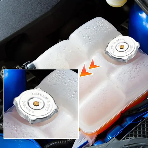 Miniatura 5 de Unifizz Tapa de recuperación de depósito de refrigerante del radiador 6L8617 Cubierta de tono plateado de acero inoxidable para oruga