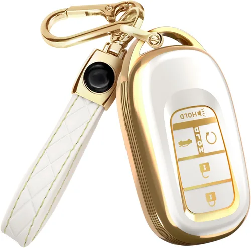 Miniatura 21 de Lucrum Compatible con funda para llavero Honda y llavero de cuero - Estuche de llavero de TPU para Accord Civic CR-V HR-V Pilot Ridgeline SE LX