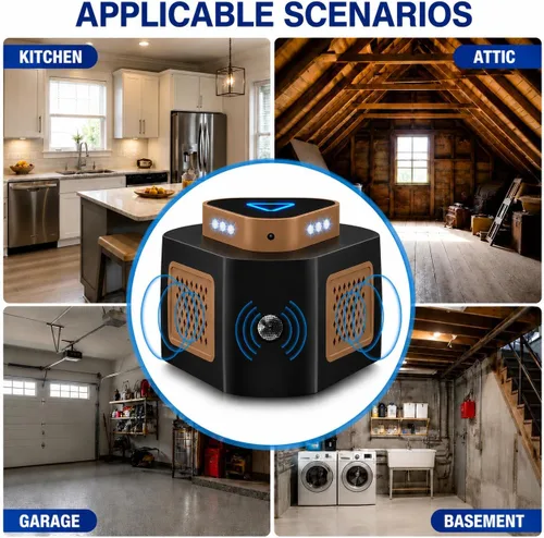 Miniatura 5 de Tirgo Repelente de ratones, enchufe ultrasónico, repelente de plagas ultrasónico para interiores, repelente ultrasónico de roedores de 360° con 4