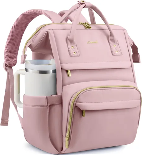 Miniatura 11 de LOVEVOOK - Mochila de computadora portátil para mujer con bolsillo gigante para tarros, mochila de 15.6 pulgadas, impermeable, mochila de viaje