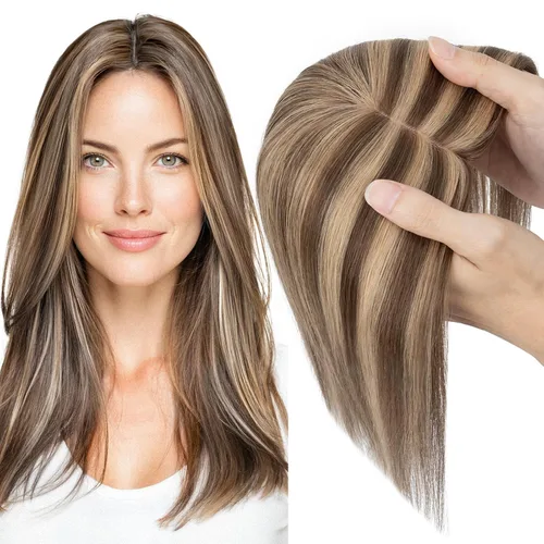Miniatura 19 de MY-LADY Extensiones de cabello humano para mujeres, cabello natural 10 * 12CM, base de seda con encaje, densidad 130%, pasadores Remy, 6 pulgadas