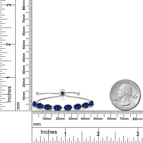 Miniatura 224 de Gem Stone King Pulsera de plata de ley 925 con piedra natal ovalada de 0.276 x 0.197 in para mujer, totalmente ajustable hasta 9 pulgadas