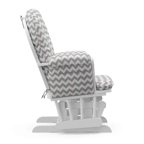 Miniatura 13 de Storkcraft Planeador de Aro Premium y Otomana (Chevron Blanco/Gris) — Planeador de Guardería con Certificado GREENGUARD Gold, Artesanía de Madera