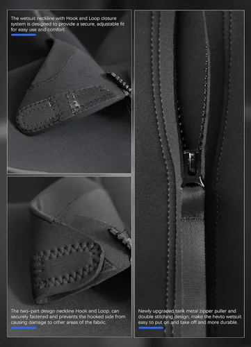 Miniatura 4 de Hevto Traje de neopreno de talla grande para hombre y mujer, 3/2 mm, neopreno completo, traje corto, cremallera en la espalda, para natación