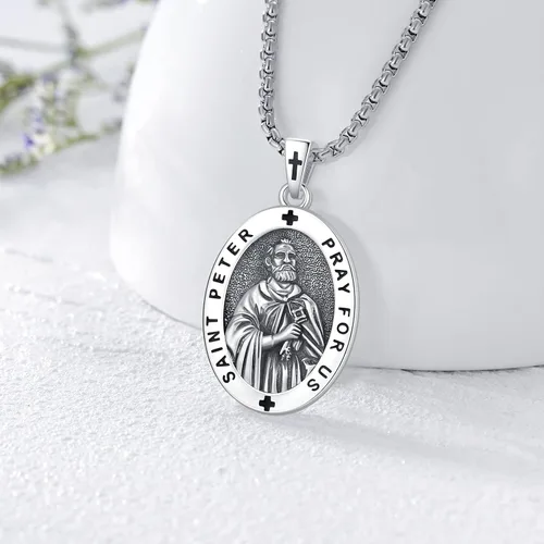 Miniatura 59 de Eusense San Miguel San Cristóbal San Benito San Judas Virgen María Collar chapado en oro 925 joyería religiosa para hombres y mujeres, collar