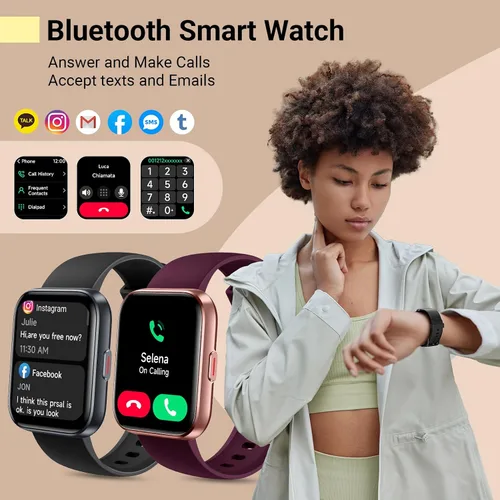 Miniatura 3 de Reloj inteligente para mujer para responder/hacer llamadas, 1.8 pulgadas, reloj con Alexa integrado, monitor de frecuencia cardíaca del sueño