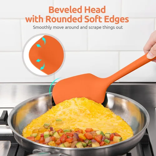 Miniatura 8 de Juego de utensilios de cocina de silicona: U-Taste resistente al calor a 600ºF, herramientas de cocina extra largas de 13.6 pulgadas, espátula (5)
