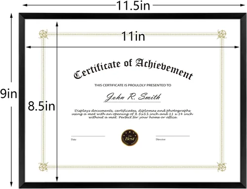 Miniatura 4 de Golden State Art, Marco de aluminio para certificado de 8.5 x 11 pulgadas, marcos de diploma de metal para documentos de 8.5 x 11 pulgadas, parte