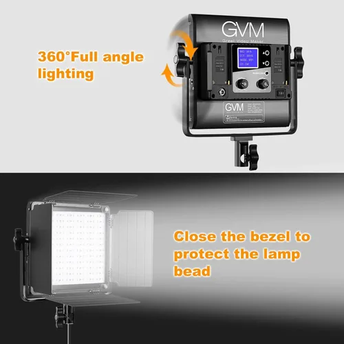 Miniatura 8 de GVM - Luz de video LED RGB, luz de estudio 800D con control de aplicación, kit de iluminación de fotografía, 1 paquete con 8 tipos de luces