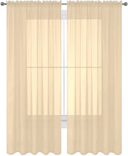 Miniatura 15 de WPM - Cortinas traslúcidas de gasa transparente con bolsillo para barra, 2 paneles de cortinas traslúcidas para dormitorio, cocina, sala de estar