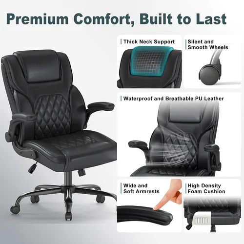 Miniatura 6 de Silla de Oficina Ejecutiva AnyGod, Sillas de Escritorio Ergonómicas y Cómodas para Computadora con Reposabrazos Abatibles, Soporte Lumbar, Respaldo