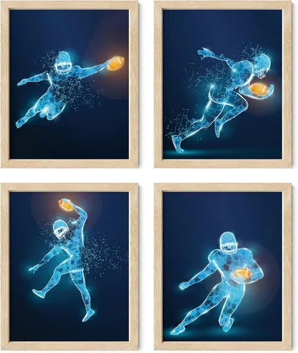 Miniatura 18 de Impresiones artísticas de fútbol americano para pared, juego de 5 (8x10) carteles de fútbol americano sin marco, decoración de sala de fútbol Niños