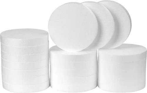 Crafare Círculos redondos de espuma de 6 pulgadas para manualidades, paquete de 20 discos redondos de poliestireno de 1 pulgada de grosor, color