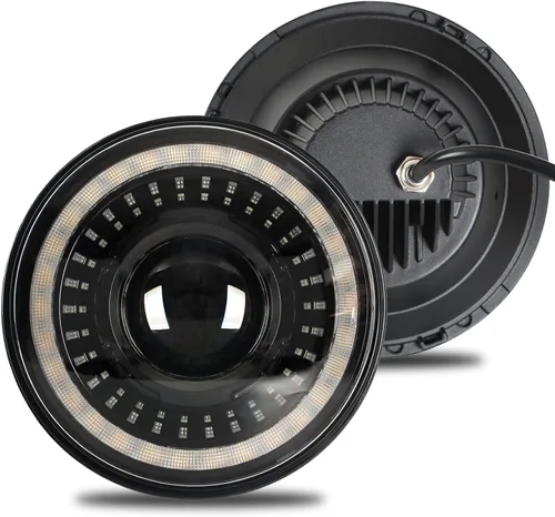 Miniatura 9 de Faros redondos LED de 7 pulgadas con halo DRL blanco, señal de giro ámbar, compatibles con JK JKU TJ