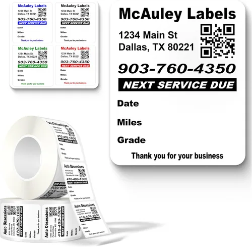 Miniatura 8 de McAuley Labels Calcomanías personalizadas para cambio de aceite, parabrisas, jamba de puerta, duraderas, fáciles de escribir, fáciles de despegar