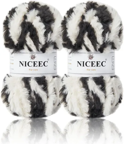 Miniatura 26 de NICEEC Hilo de Pelo Sintético Super Suave, Grueso y Esponjoso, Hilo de Pestañas para Crochet y Tejido (Longitud Total 192m/9.1kg) - Otoño/300g