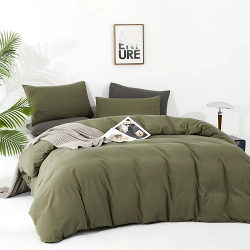 Miniatura 382 de CLOTHKNOW - Juego de edredón verde militar tamaño completo de 3 piezas, juego de ropa de cama verde oscuro, edredón suave con 2 fundas de almohada