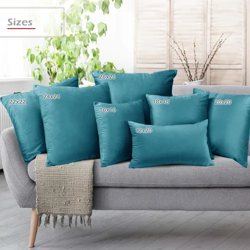 Miniatura 6 de Nestl Fundas de cojín de terciopelo acogedoras para exterior, fundas de cojín decorativas suaves y lisas de 18x18 pulgadas para sofá, cama y Azul