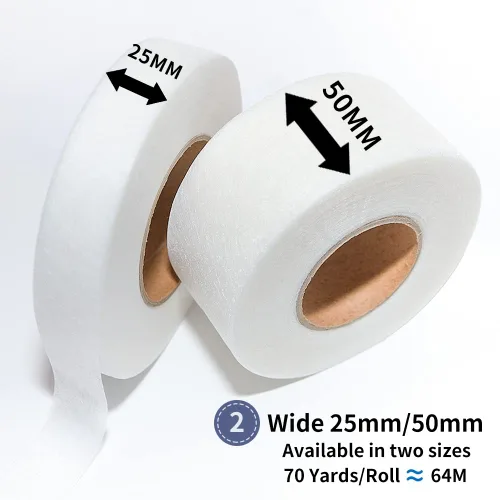 Miniatura 2 de Cinta de dobladillo para planchar, sin costura, cinta adhesiva resistente para reparar cortinas, prendas gruesas y telas de 70 yardas, 1 rollo
