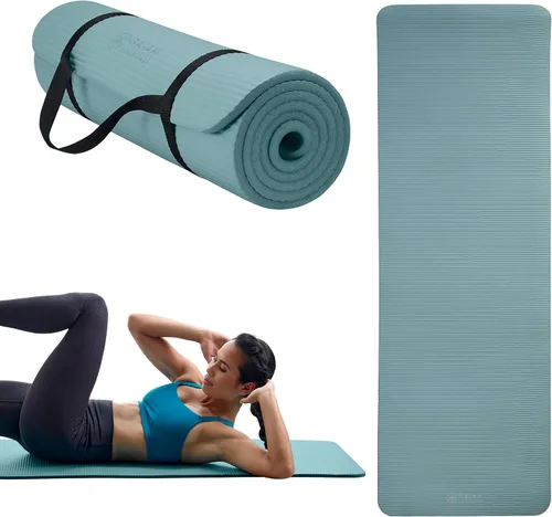 Miniatura 2 de Gaiam Essentials - Alfombrilla de yoga y pilates, fitness y ejercicio de 2/5 pulgadas de grosor (0.394 in) con correa de transporte fácil de Balsam