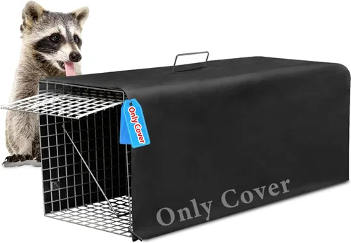 Funda para jaula de animales vivos, trampa para gatos callejeros de 32 pulgadas, trampa plegable con puerta real para mapaches, zarigüeyas,