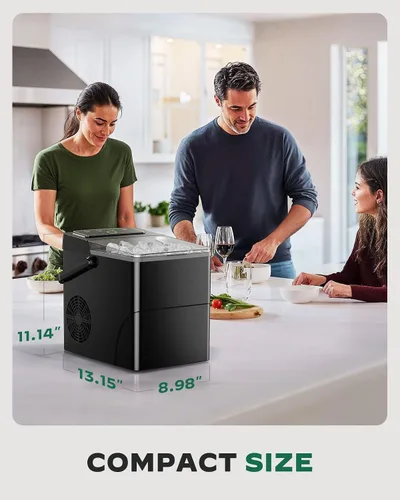 Miniatura 7 de Silonn Máquina de hielo para encimera, cesta de hielo de 2.5 L y tanque de agua de 1.8 L, 9 cubos de hielo de bala en 6 minutos, control táctil LED