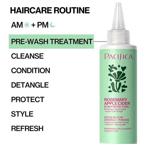 Miniatura 8 de Pacifica Tónico Desintoxicante para el Cuero Cabelludo – Exfoliante para el Cuero Cabelludo de Romero y Vinagre de Sidra de Manzana, Enjuague