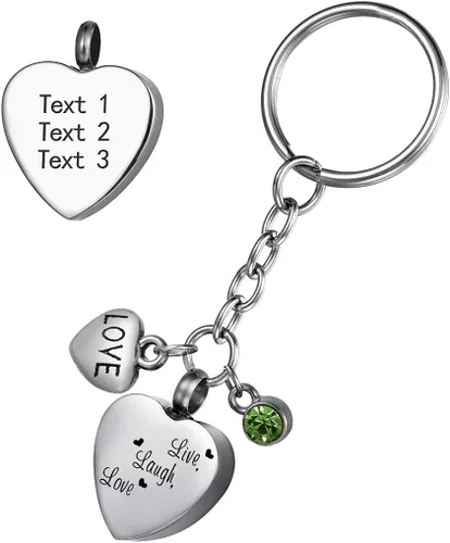 Miniatura 33 de Llavero de urna de recuerdo conmemorativo de joyería de cremación de acero inoxidable para cenizas, Acero inoxidable