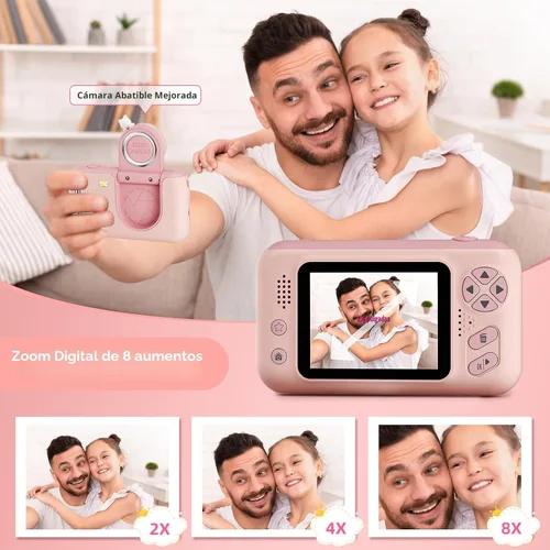 Miniatura 3 de Makolle Cámara de selfie infantil de video digital HD, regalo de cumpleaños de Navidad para niñas de 3 a 9 años, juguete portátil para niños de 3