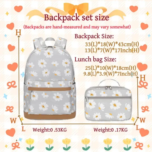 Miniatura 22 de 3 piezas de mochila con estampado de margaritas para niños, mochila de escuela primaria, mochila para estudiantes de primaria, mochila para Negro
