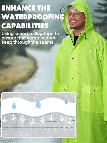 Miniatura 28 de Anyoo Poncho de lluvia con capucha, impermeable, ligero, para hombres, mujeres y adultos, con bolsillo para senderismo, camping, actividades al aire