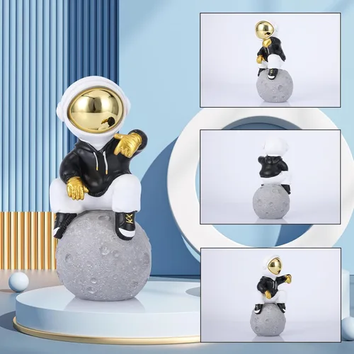 Miniatura 3 de LCCCK Figura de astronauta espacial, escultura de astronauta negro dorado, estatua de astronauta, regalos para niños, ornamento, decoración de 1