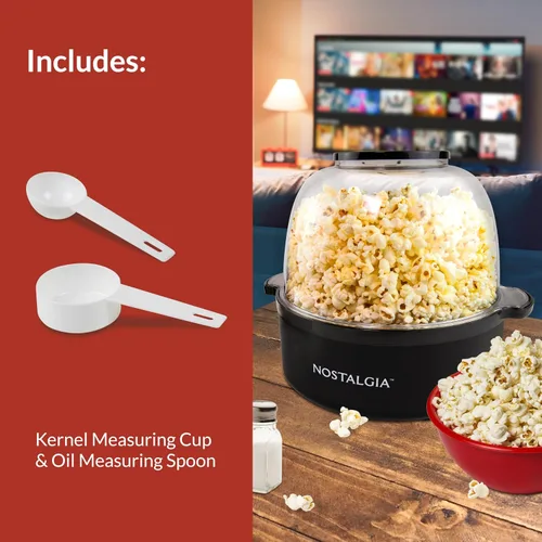 Miniatura 5 de Nostalgia Máquina eléctrica clásica para hacer palomitas de maíz, hace 8 tazas, tapa grande que se dobla como cuenco para servir, tecnología