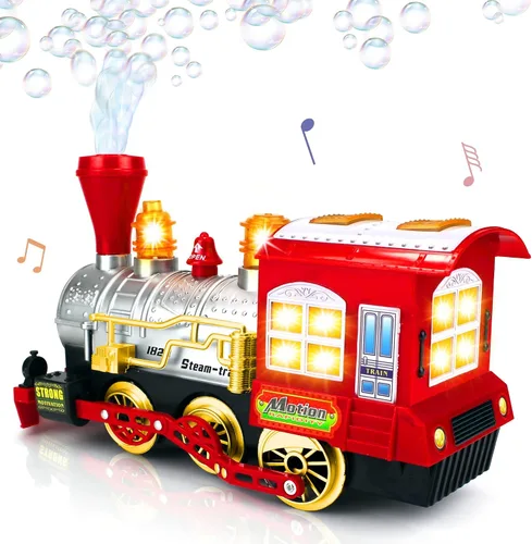 Miniatura 3 de ArtCreativity Máquina de burbujas de juguete de tren de Navidad para niños, soplador de burbujas, tren de música de burbujas para niños con luces