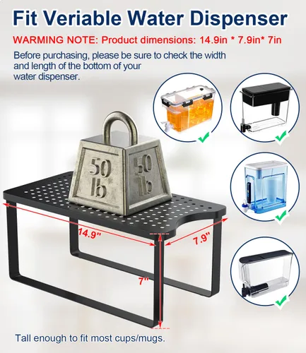 Miniatura 3 de Soporte dispensador de filtro de agua con bandeja de goteo, 7.9 pulgadas de ancho x 14.9 pulgadas de profundidad x 7 pulgadas de alto, soporte